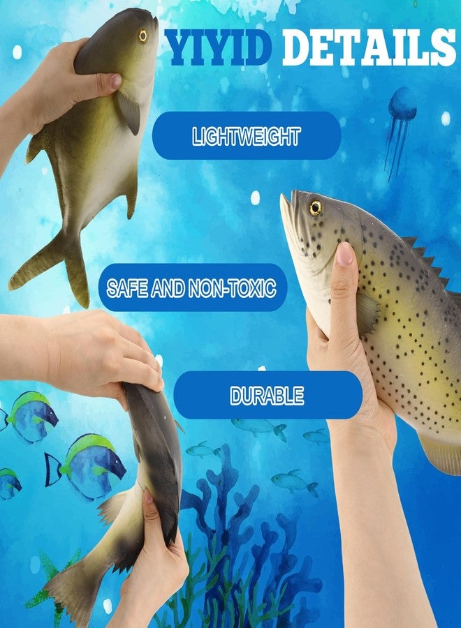 Hokoad 6 Pack Fake Fish, Realistic Artificial Fishes Models, 14 in Rubber Lifelike Sea Fishes Set, Lifelike Fake Sea Fish Decor for Photography Props, Party Display, Kitchen Decor - Image 3